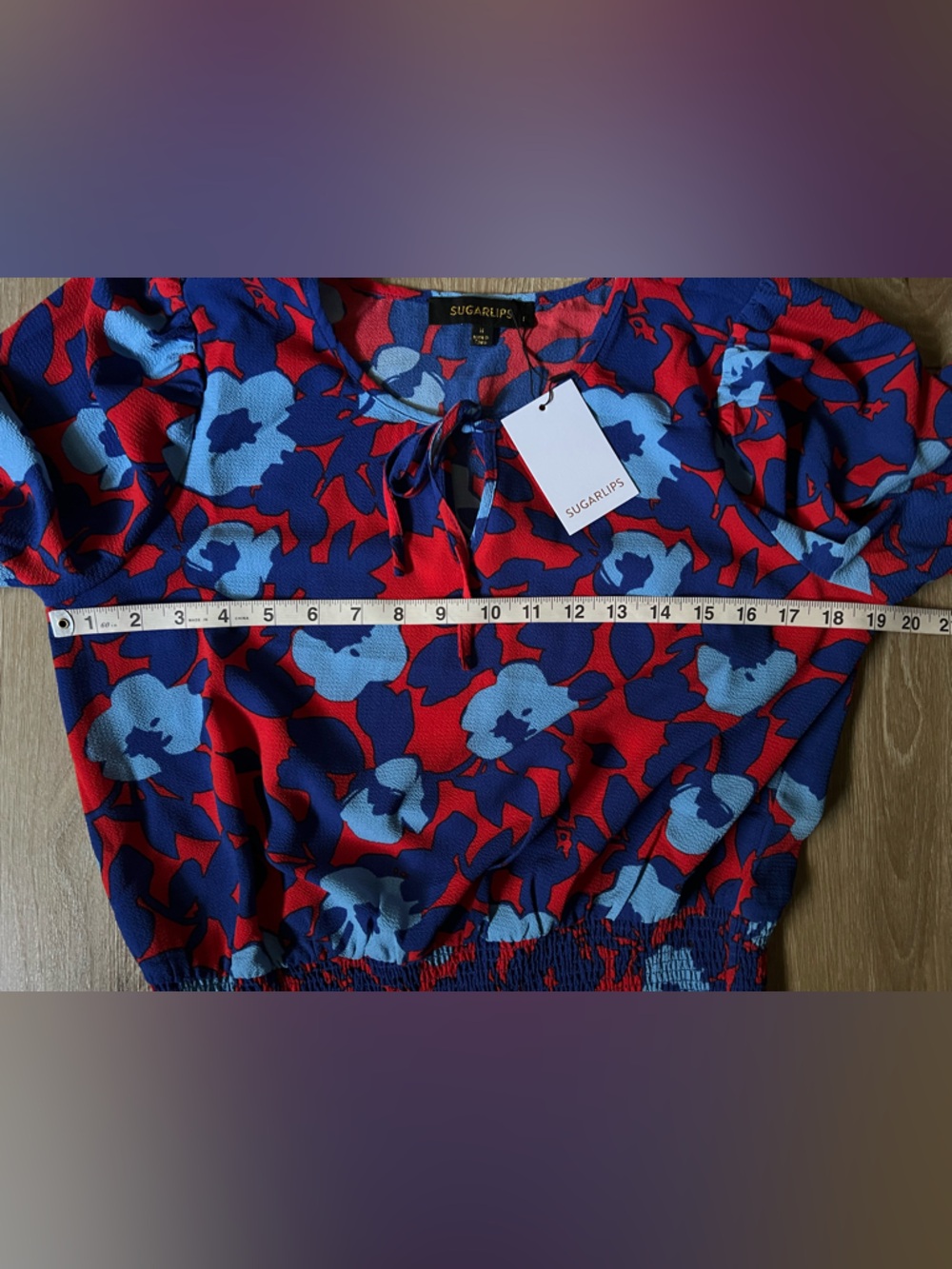 SUGARLIPS Matador Floral Eclipse Smocked Top NWT - Picture 5 of 9